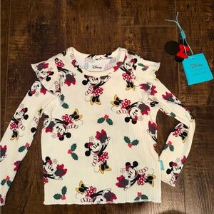 Posh Peanut Disney Holiday Minnie Long Sleeve Flutter Top